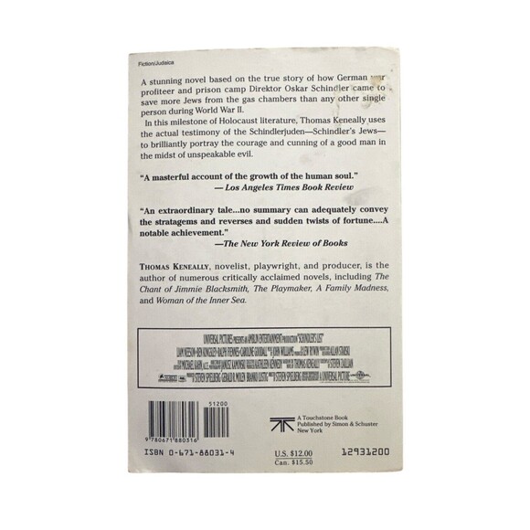 Schindler’s List by Thomas Keneally Paperback (Touchstone, 1993) Holocaust Lit. - Picture 2 of 3